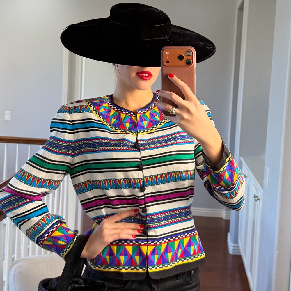 100% Silk Adrianna Papell Multicolor Jacket
